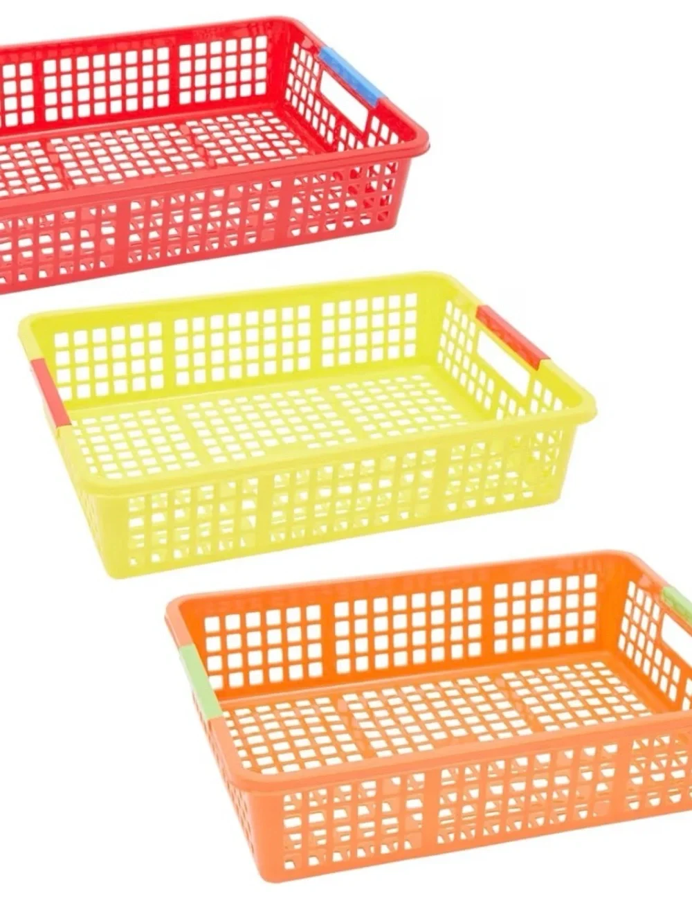 Bright Creations Colorful Plastic Stackable Storage Baskets Set of Six